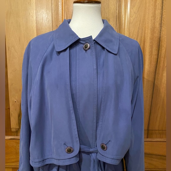 Very VTG Fitzwright Forget-Me-Not Blue Silky Soft Trench Coat, EUC, 16 - Picture 3 of 16